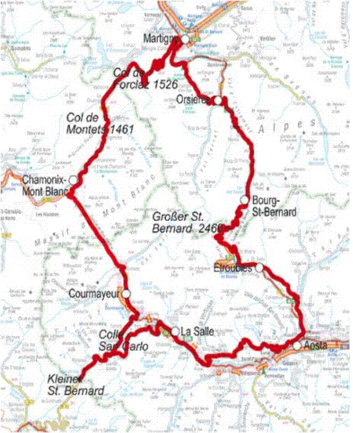 Karte Rundtour St Bernhad